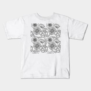 Flowers Line Art - Dark Yellow Kids T-Shirt